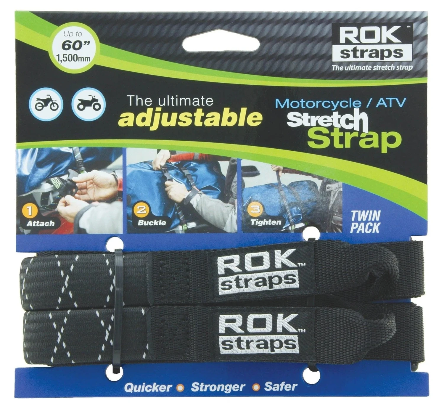 ROK Straps HD 25mm Adjustable - Black Reflective 2 ROK Straps HD 25mm Adjustable - Black Reflective - Image 2